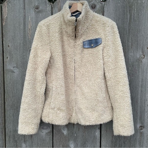 PENDLETON Jacket Women’s Size Small Beige Wool Sherpa Teddy 90's Fuzzy Full Zip - Picture 2 of 16
